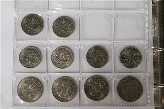 An album of UK silver coinage Charles II to George V including James I shilling and other coins